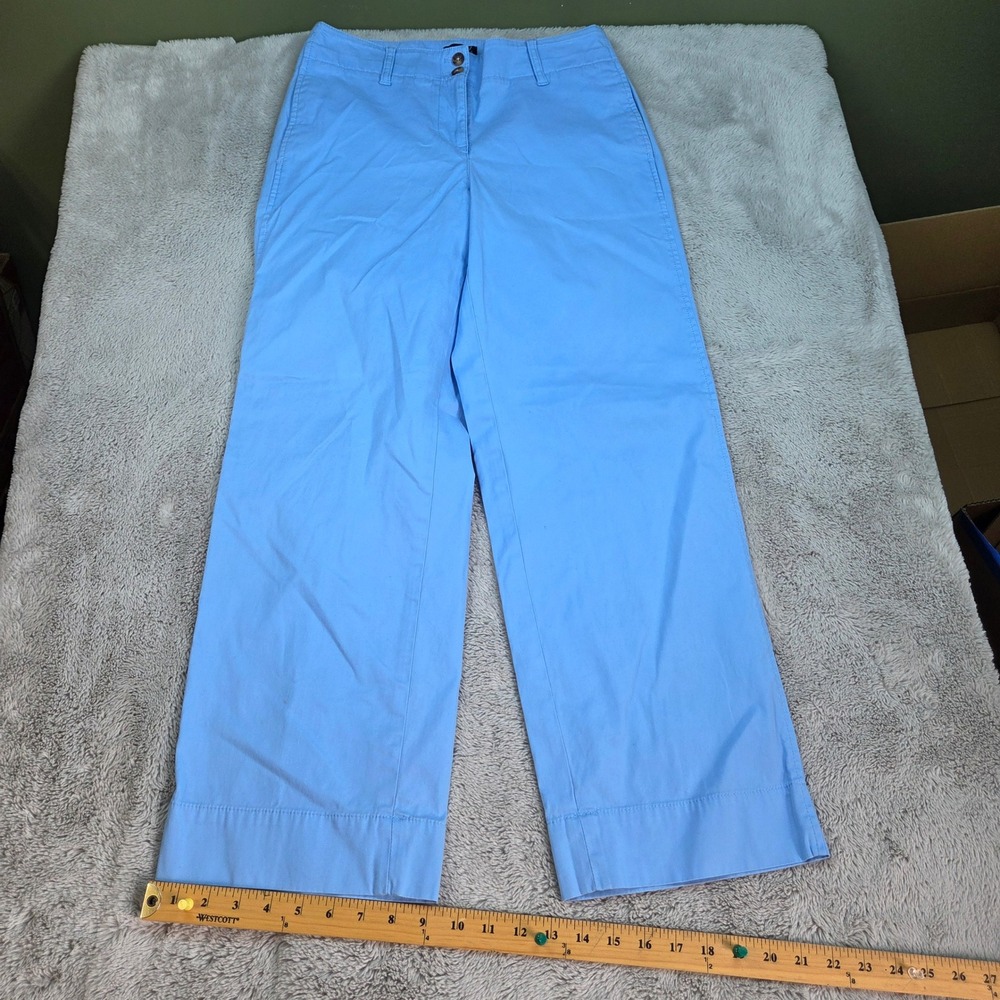 Talbots New England Chino Womens Sz 4 Wide Leg Cotton Stretch Pants Sky Blue 80c